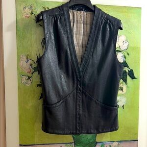 Vintage Spieth & Wensky Nevy blue/black  Leather Sleeveless Jacket vest